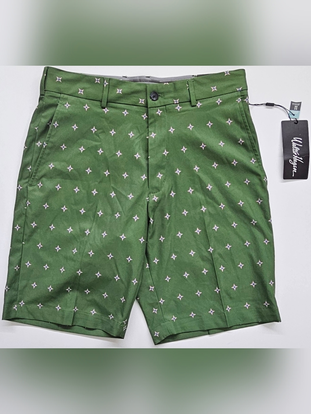 Walter Hagen Perfect 11 Golf Shorts Forest Pine Tee Geo Print Men 30, 9" Inseam